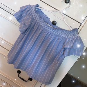 American Eagle Blue and White Top